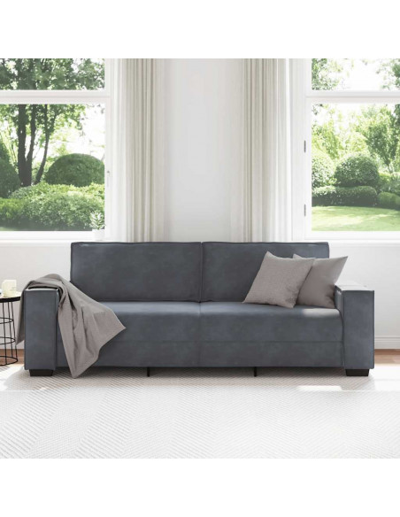Divano a 3 Posti Grigio Scuro 180 cm in Velluto