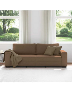 Divano a 3 Posti Marrone 180 cm in Tessuto 2