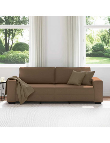 Divano a 3 Posti Marrone 180 cm in Tessuto