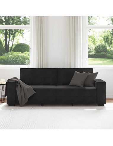 Divano a 3 Posti Nero 180 cm in Velluto