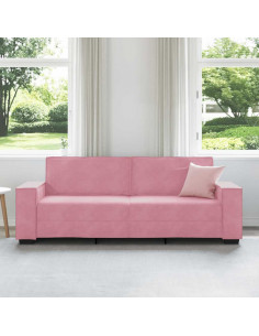 Divano a 3 Posti rosa 220x78x84 cm in Velluto 2