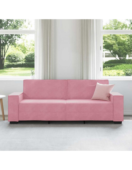 Divano a 3 Posti rosa 220x78x84 cm in Velluto