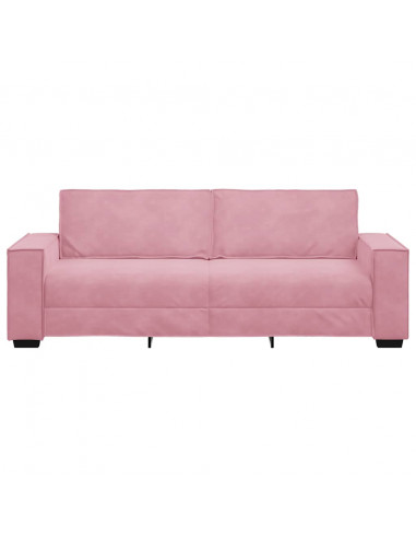 Divano a 3 Posti rosa 220x78x84 cm in Velluto