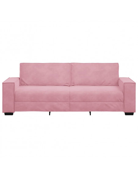Divano a 3 Posti rosa 220x78x84 cm in Velluto