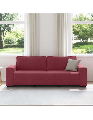 Divano a 3 Posti Rosso Vino 180 cm in Tessuto