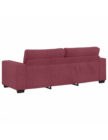 Divano a 3 Posti Rosso Vino 180 cm in Tessuto