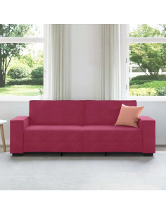 Divano a 3 Posti Rosso Vino 180 cm in Velluto 2