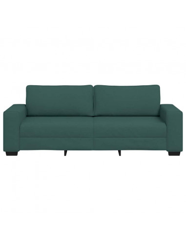 Divano a 3 Posti Verde Scuro 180 cm in Tessuto