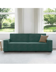 Divano a 3 Posti Verde Scuro 180 cm in Velluto 2