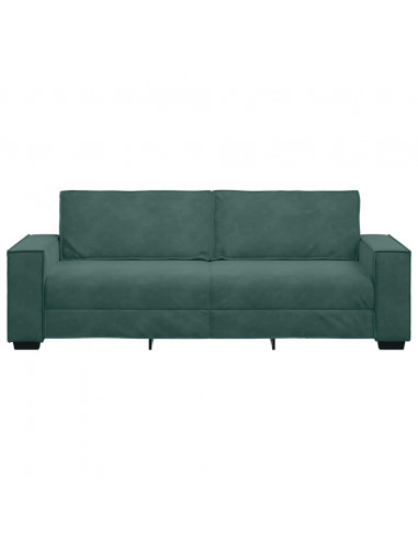 Divano a 3 Posti Verde Scuro 180 cm in Velluto