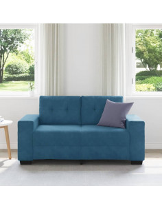 | Divano a due posti | con cuscino Blu Velluto 2