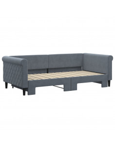 Divano Letto con Letto Estraibile Grigio Scuro 90x190cm Velluto 2