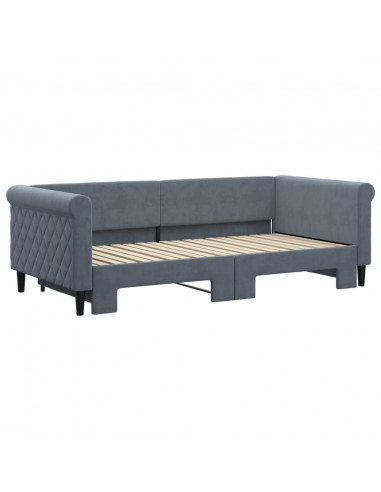 Divano Letto con Letto Estraibile Grigio Scuro 90x190cm Velluto