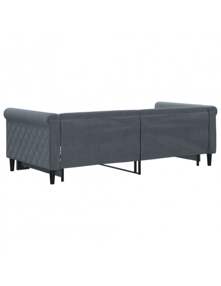 Divano Letto con Letto Estraibile Grigio Scuro 90x190cm Velluto