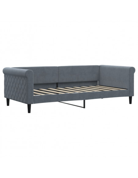 Divano Letto con Letto Estraibile Grigio Scuro 90x190cm Velluto