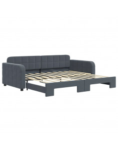 Divano Letto con Letto Estraibile Grigio Scuro 90x190cm Velluto