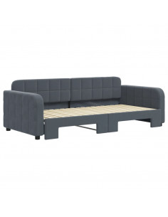 Divano Letto con Letto Estraibile Grigio Scuro 90x190cm Velluto 2