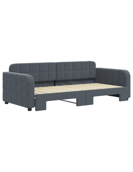 Divano Letto con Letto Estraibile Grigio Scuro 90x190cm Velluto