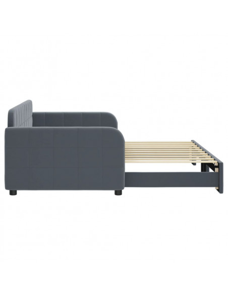 Divano Letto con Letto Estraibile Grigio Scuro 90x190cm Velluto