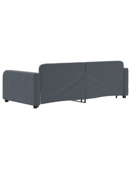 Divano Letto con Letto Estraibile Grigio Scuro 90x190cm Velluto