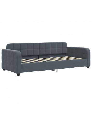 Divano Letto con Letto Estraibile Grigio Scuro 90x190cm Velluto