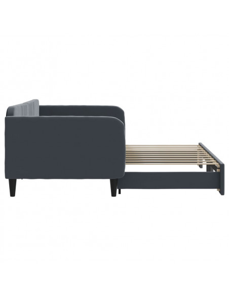 Divano Letto con Letto Estraibile Grigio Scuro 90x190cm Velluto