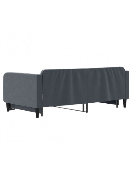 Divano Letto con Letto Estraibile Grigio Scuro 90x190cm Velluto