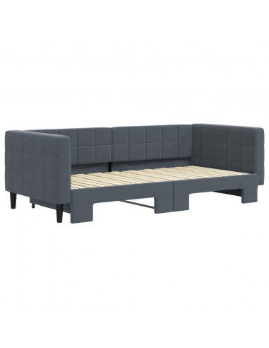 Divano Letto con Letto Estraibile Grigio Scuro 90x190cm Velluto