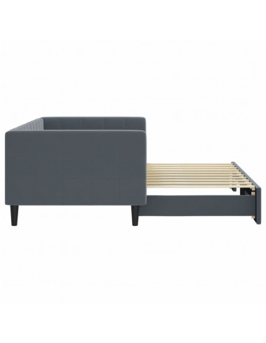 Divano Letto con Letto Estraibile Grigio Scuro 90x190cm Velluto