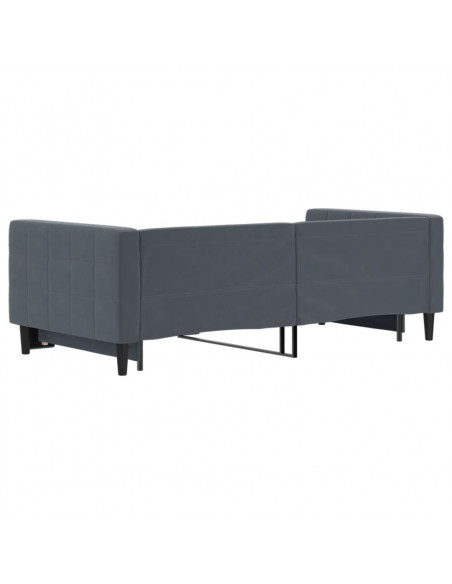 Divano Letto con Letto Estraibile Grigio Scuro 90x190cm Velluto