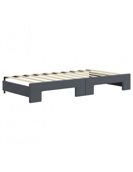 Divano Letto con Letto Estraibile Grigio Scuro 90x190cm Velluto