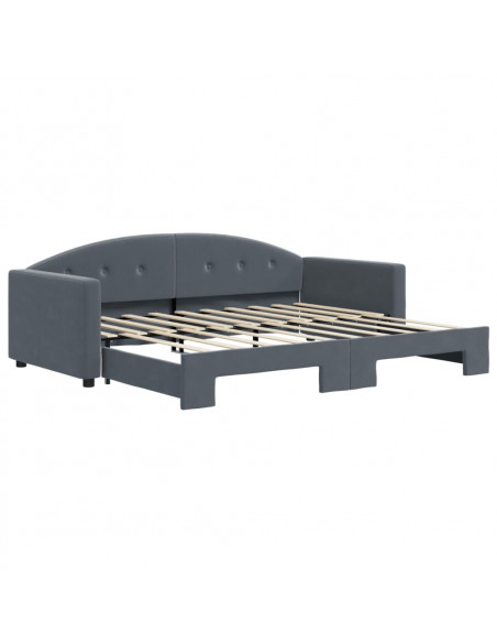 Divano Letto con Letto Estraibile Grigio Scuro 90x190cm Velluto
