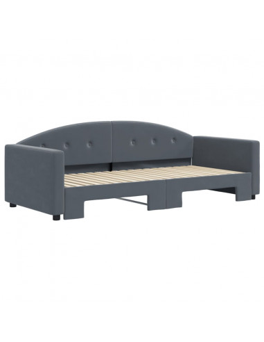 Divano Letto con Letto Estraibile Grigio Scuro 90x190cm Velluto