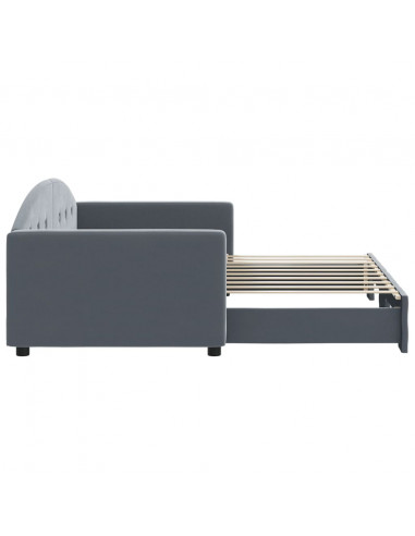 Divano Letto con Letto Estraibile Grigio Scuro 90x190cm Velluto