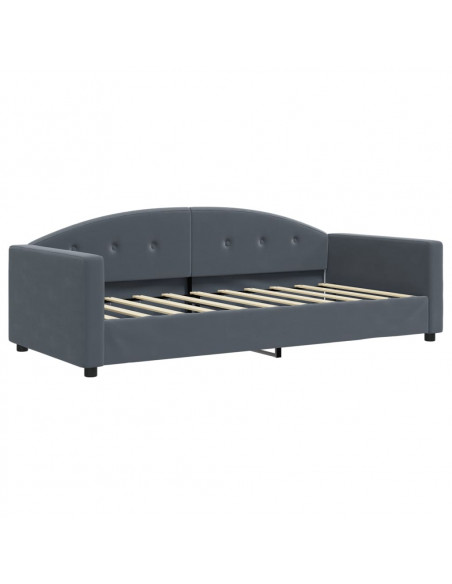 Divano Letto con Letto Estraibile Grigio Scuro 90x190cm Velluto