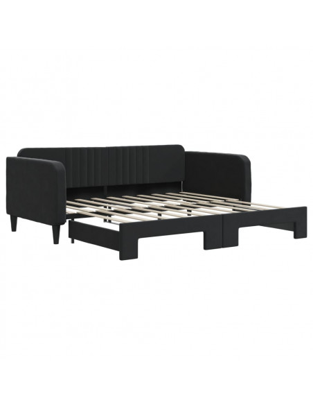 Divano Letto con Letto Estraibile Nero 90x190 cm in Velluto