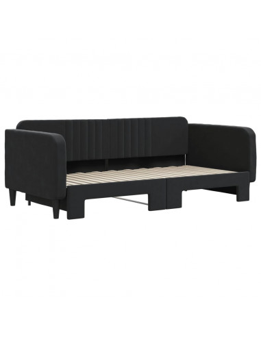 Divano Letto con Letto Estraibile Nero 90x190 cm in Velluto