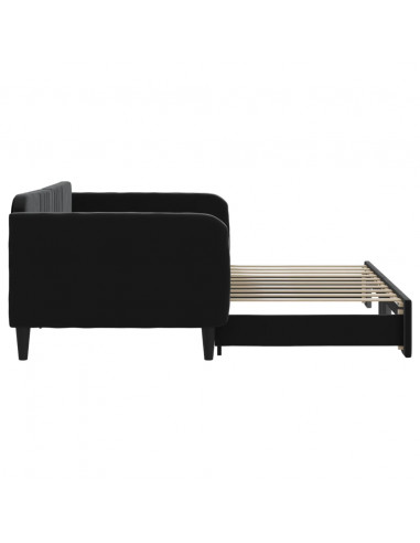 Divano Letto con Letto Estraibile Nero 90x190 cm in Velluto