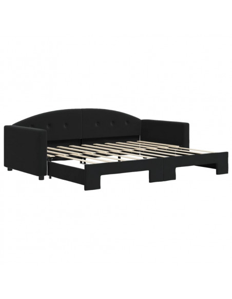 Divano Letto con Letto Estraibile Nero 90x190 cm in Velluto