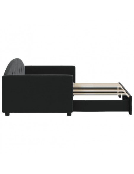 Divano Letto con Letto Estraibile Nero 90x190 cm in Velluto