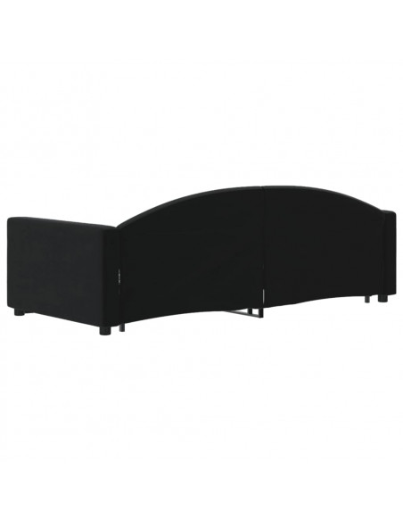 Divano Letto con Letto Estraibile Nero 90x190 cm in Velluto