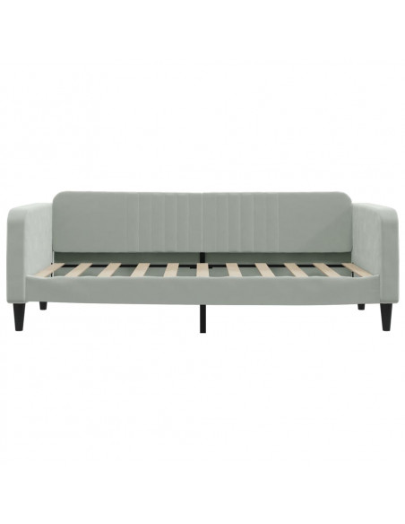 Divano Letto Estraibile Cassetti Grigio Chiaro 90x190cm Velluto