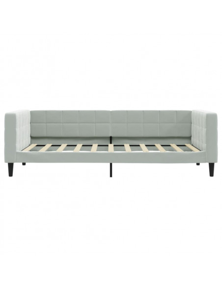 Divano Letto Estraibile Cassetti Grigio Chiaro 90x190cm Velluto