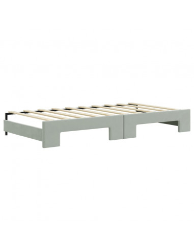 Divano Letto Estraibile Cassetti Grigio Chiaro 90x190cm Velluto