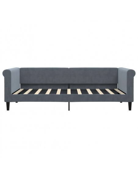 Divano Letto Estraibile Cassetti Grigio Scuro 90x190cm Velluto
