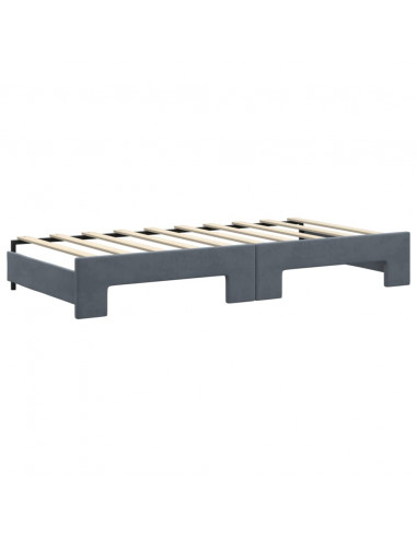 Divano Letto Estraibile Cassetti Grigio Scuro 90x190cm Velluto