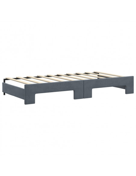Divano Letto Estraibile Cassetti Grigio Scuro 90x190cm Velluto