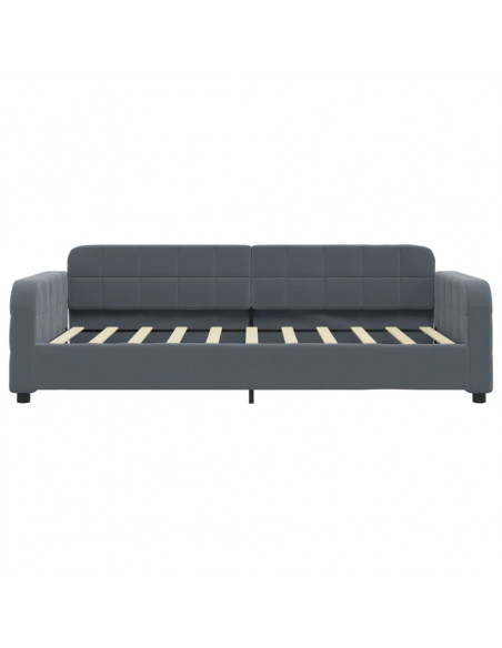 Divano Letto Estraibile Cassetti Grigio Scuro 90x190cm Velluto