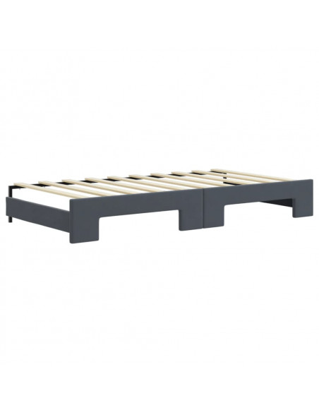 Divano Letto Estraibile Cassetti Grigio Scuro 90x190cm Velluto