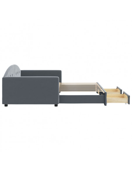 Divano Letto Estraibile Cassetti Grigio Scuro 90x190cm Velluto